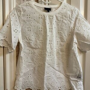 Who What Wear White Eyelet Short Sleeve Top